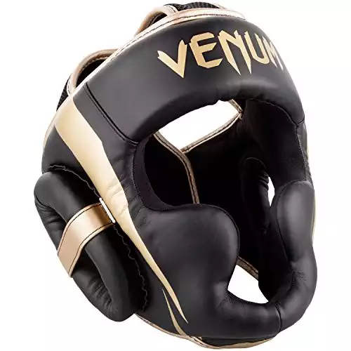 Venum Elite Headgear w/ Cheek Guards (Black & Gold)